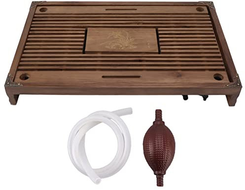 Pssopp Gongfu Teetablett, Japanisches Teetablett Chinesische Klassische Teeservierplatte Wasseraufbewahrung Drainage für Home Office Teehaus (Braun)