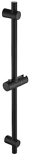 TRUSTLIFE Barre de Douche Noir Acier Inoxydable Ensemble de Douche 68cm Avec Support de Douche Dimensions 68 x 2,2 cm