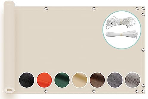 ZQXFZ Balkonumrandung 110x400cm balkonmöbel Oxford-Stoff Anti-Peeping, Uv-Schutz Balkon Windschutz Sichtschutz FüR Maschendrahtzaun -Beige.