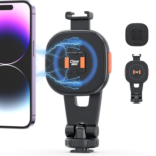 VRIG MG-03L Magnetische Handyhalterung Stativ, Cold Shoe & 1/4 Schraubenloch, Handy Stativ Adapter für iPhone und Andere Smartphone, für Stative/Kamera