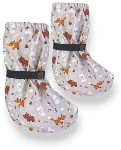 HECKBO baby rain booties without fleece rain shoe covers - forest animals - 18-24 months - overshoes crawling shoes