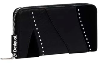 Desigual Accessoires Portefeuille Long en polyuréthane, bi-Pliable pour Femme, Noir, 20.5