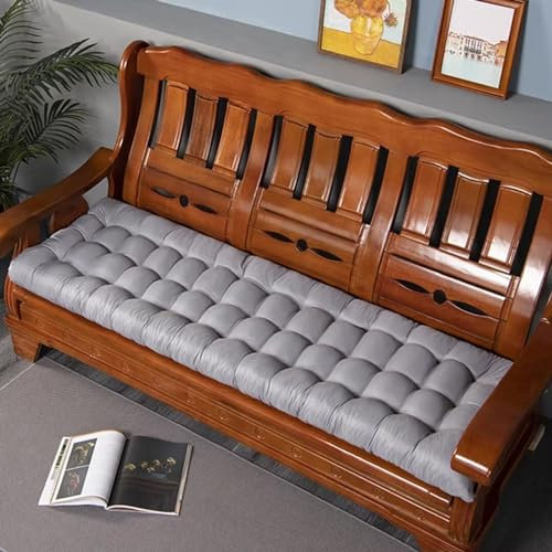 FEEGAR HLXHG 8cm Dickes Bankauflage Bankkissen, Sitzkissen Bank Sitzauflage Innen Outdoor, Gute Qualität Waschbare Gartenbank Auflage, Rechteck Sitzkissen Groß Für Stuhl Boden Bürostuhl,Grau,48x150cm