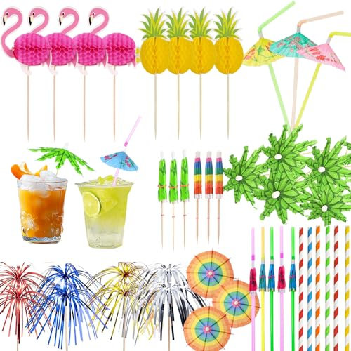 OHLINEA Cocktail Decorations,Parapluie Cocktail,Cocktail Bâtons Agitateurs,Paille Cocktail,Pics à Cocktail,pour Cocktail,Boissons,Fruit et Desserts Accessoires Decoratifs(B)