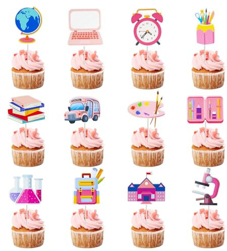 24Pcs Back to School Cupcake Toppers Cake Topper Back to School Party Decoration Supplies Desserts Decoration Back to School Themed for Boys Girls Kids A8FXDGCP