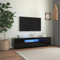 Homgoday Meuble TV avec lumières LED noir 160 x 35 x 40 cm, meuble TV meuble bas pour TV, table de salon, support TV pour intérieur salon