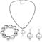 Cozevdnt 3 Stück Discokugel Ohrringe Armband Halskette Set, Discokugel Spiegelkugel Schmuck Set, Disco Accessoires für 70er 80er Jahre Disco Kostümparty Bekleidung Damen, Silber