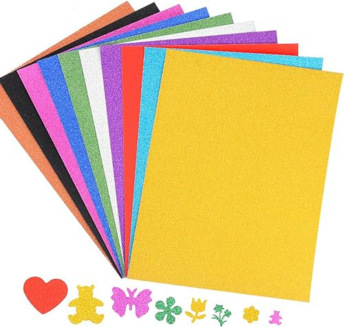 20 Blatt Glitzer Cardstock 10 Farben, Glitzerpapier Cardstock zum Basteln, A4 Glitter Papier 250 g/m² für DIY, Geburtstag, Sammelalbum, Hochzeit, Kartenherstellung