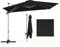 COSTWAY Parasol Déporté 3x3M, Parasol de Jardin Carré avec Base en Croix, Parasol Inclinable avec 5 Angles et Hauteurs Réglables, Parasol Excentré Rotatif à 360° avec Manivelle et Double Toit(Noir)