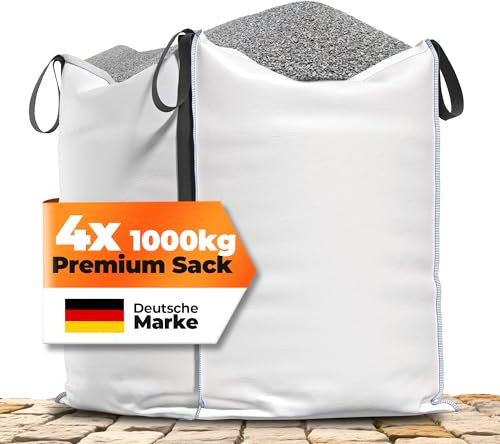 NTG Big Bag | 4 Schlaufen | Tragfähigkeit von 1000 kg | 90 x 90 x 90 cm | Wasserfest, UV Geschützt | Abfallsack | Lagersack | Gartenabfallsack | Laubsack (4 Stück)