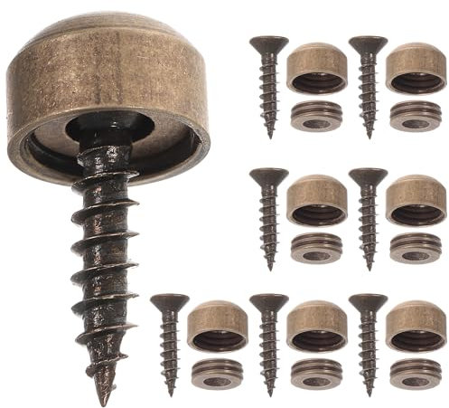 Housoutil 8st Spiegelschrauben, Vintage 9mm Dekorative Messingschrauben Mit Kappen, Schrauben Mit Abdeckkappe Für Spiegelfesten Couchtisch, Kleiderschrank, Spiegeltisch, Heimdekoration