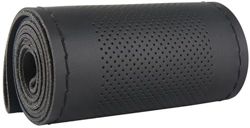 Wonvify Couvre Volant Voiture en Cuir Souple, Universelle Housse de Volant de Voiture 37-39CM, Antidérapant Respirant Protege Volant Voiture, avec Une Aiguille et du Fil Accessoires Intérieurs Noir