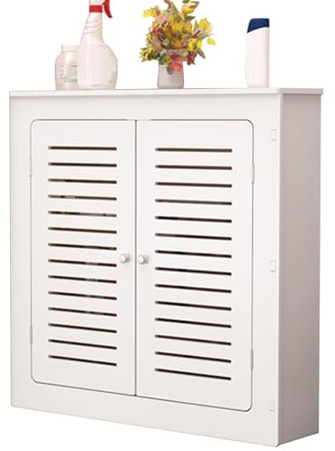 Generisch Radiator Covers for Home Heating Protector for Living Room MDF Radiator Shelf Cabinet White with 2 Doors