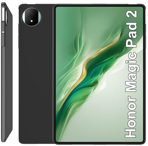 zZjoOoj Coque pour Tablette Honor Magic Pad 2 (2024) 12,3, Ultra Transparent Étui de Protection en Silicone Antichoc avec Coins Renforcés, Clair Mince Souple TPU Bumper Housse - Noir