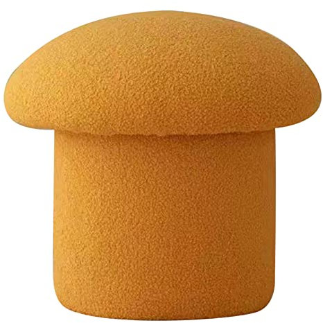 Moderner runder elastischer, bequemer, weicher Fußhocker, Ottomane für Heimdekoration, gelbe Pilzform, Sofabank