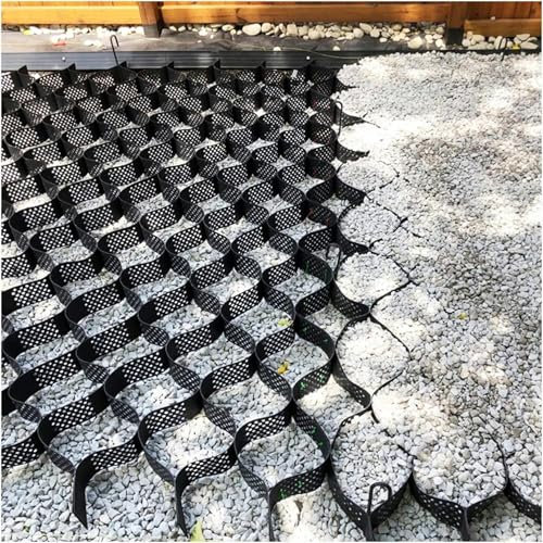 GFXYQPDNV Gravel Grid for Path, Ground Grid for Retaining Walls, Black Driveway Pavers Molds Stabilizer Load 1800 Lbs(2x8 m/6.5x26 ft)-1