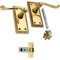 Door Handles Lever Latch Stylish Roped Edge Georgian Brass Finish with Tub Latch