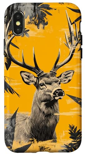 Gelb Pop Art Tropical Ozark Holz Vintage Hirsch Camo Hülle für iPhone X/XS