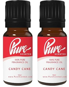 Pure Scented 20ml Fragrance Oils - 2 x 10ml Suitable for Candles, Soaps, Slime, Diffusers, Cosmetics, Wax Melts, Designer (2 x 10ml, Candy Cane)