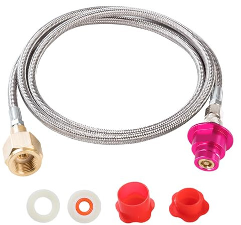 CO2-Zylinder-CO2-Tank-Direktadapter mit 152,4 cm Edelstahlschlauch, CGA320 CO2-Kartuschen auf Sprudelwasser, Soda Maker, Direktanschluss für Terra DUO Art Gaia Aqua Fizz