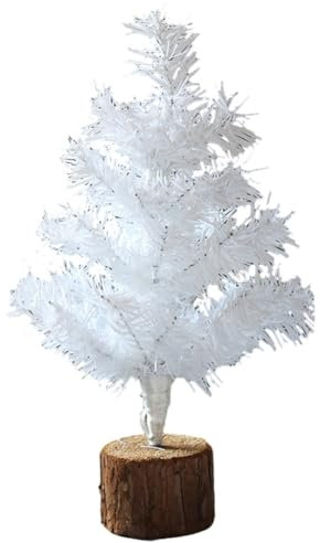 Orolotay Mini áRbol de Navidad para Mesa, áRboles de Navidad Blancos, PequeñO áRbol de Navidad con Base de Madera para DecoracióN NavideñA del Hogar de Escritorio, 30CM