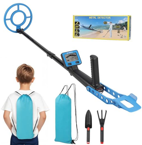 Gaethra Metalldetektor Kinder, Metalldetektoren mit LCD-Display, Hohe Präzision, Verstellbarer Griff, Suchspule, Sehr Leicht für Kinder, Erkundung im Freien