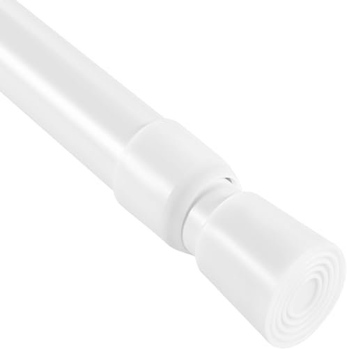 CROWNSHOP 140-260cm Shower Curtain Pole Extendable Curtain Poles, Tension Curtain Rod, Adjustable No-Drill Shower Rail, Telescopic Pole for Net and Voile (White, 140-260cm)