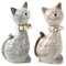 Logbuch-Verlag 2 Deko Katzen Katzenpaar grau braun aus Keramik 18,5 cm Katzenbesitzer Geschenk Set für Tierliebhaber