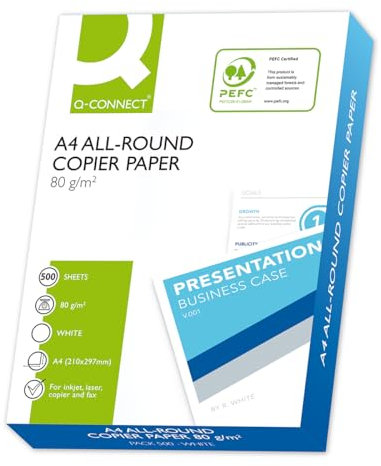 Q-CONNECT KF17215 Kopierpapier Druckerpapier/DIN A4, 80g/m²/ 1 x 500 Blatt/Qualitätsklasse - C/Universalpapier/für Zuhause Büro und das Homeoffice/Multifunktions-Papier