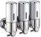 CROWNSHOP Wall-Mounted Soap Dispenser | 3x500ml No-Drill Shampoo & Conditioner Organiser | Bathroom & Kitchen Pump System for Shower Gel, Lotion & Hand Soap | Clear Window & Lockable Lids