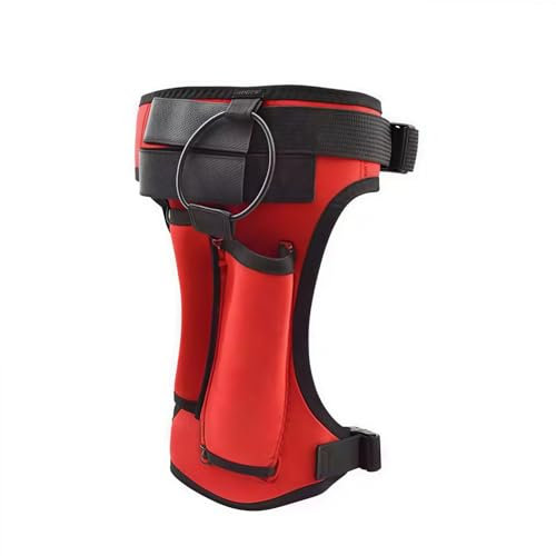 Neoprene Knife Holder, Adjustable Elastic Scuba Diving Knife Wrap Sheath Leg Strap Thigh Knife Holster with 2 Pockets for Hiking Rafting Boating Fishing Snorkeling (Red)