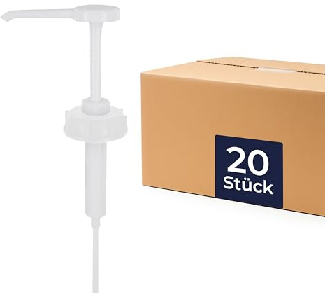 HaseMed Kanister Dosierpumpe 20 Stück – 30 ml Hub – Für 2L, 5L und 10L Kanister mit DIN 51 Gewinde – Handpumpe für Desinfektionsmittel, Seife und Reiniger – Wiederverwendbar aus Kunststoff