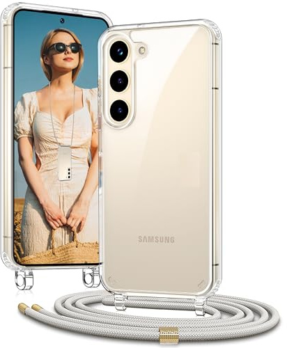 Vaykwo Handykette für Samsung Galaxy S25 5G Hülle mit Band, Beige