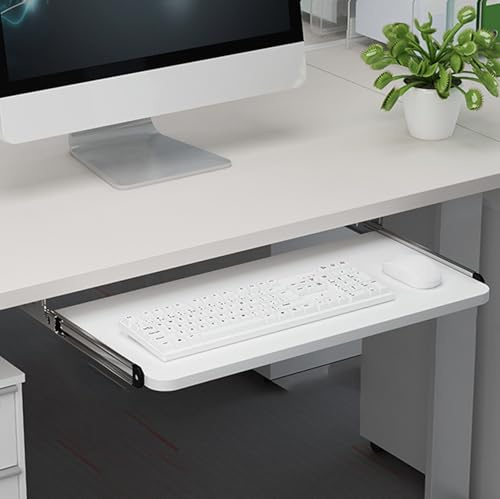 TapferBahn Untertisch Tastaturablage,Tastaturablage Aus Holz Mit Auszug,Tastaturauszug Untertischmontage,Leicht Herauszuziehen,Stark Und Flexibel,Geeignet FüR Zuhause Und BüRo