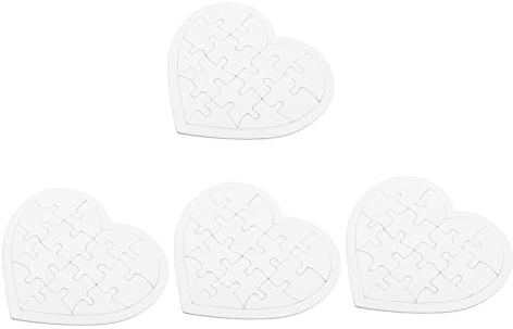 FUNOMOCYA 4 Sets Heart Shaped Blank Coloring Puzzles for DIY Drawing Doodle Boards Easy to Assemble Printable Jigsaw Pieces Educational Art Craft for Boys