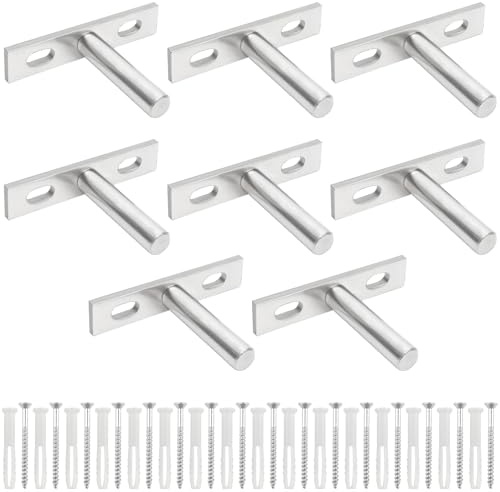 KingYH 8 Stück 75 mm Versteckte Regalhalterung Silber Schwerlast Tablarträger Schwebende Regalhalterungen mit Schrauben und Dübel für Wand Montage Dekoration Kabinett Möbel