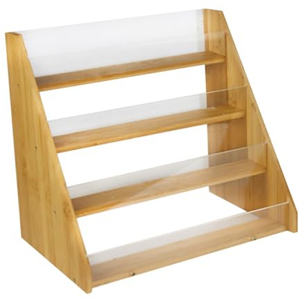 Weqizuerqi Grußkartenständer 4 Ebenen Holz Und Acryl Halter