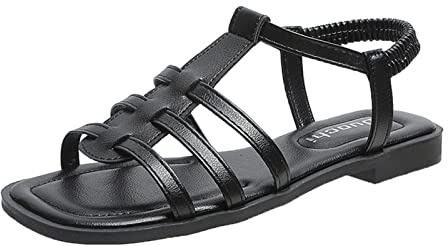 Cocila Sandales Femme Été Confortable Mode Ouvert Chaussures Élastique Solide Plage Bande Couleur Plat Dames Pour Femmes Chaussure Et Elegante Orthopédique Ete Piscine Pieds Sensibles Nue Pied