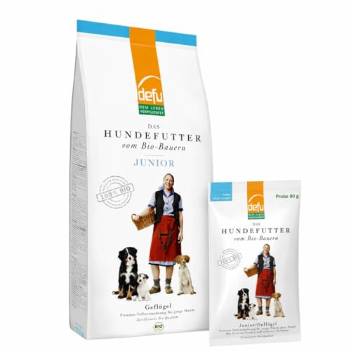 defu Hundefutter 1x Junior Bio Geflügel 12,5kg + defu Hundefutter Probe Hund Junior 80g