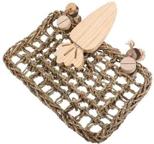 ULTECHNOVO Tapis en Paille Tressée Jouet à Mâcher Sécurisé pour Petits Animaux Coussin Naturel et Solide pour Lapins et Cochons d'Inde pour Activité Ludique