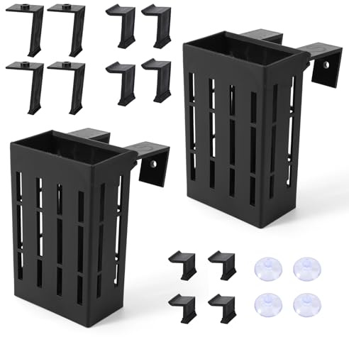 Fukaisu 2pz Supporto per Piante d'Acquario, Plastica Cestini Regolabili Migliorati Piante da Acquario con 12 Ganci di Estensione e 4 Ventose per Acquari e Decorazioni Aquascape