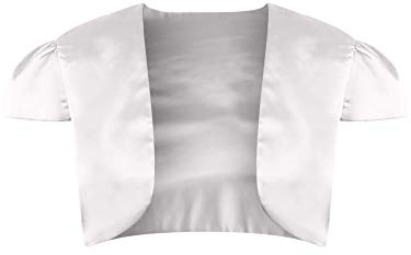 Ivory Short Sleeve Satin Bolero Shrug Jacket Size Small White X-Large