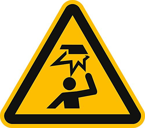 Aufkleber Warnschild Warnung vor Hindernissen im Kopfbereich Folie 20cm SL