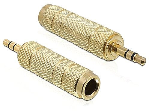 DELOCK Adapter Audio Klinke 3,5mm Stecker > 6,35mm Buchse 3 Pin Metall-Gold 3 Pin