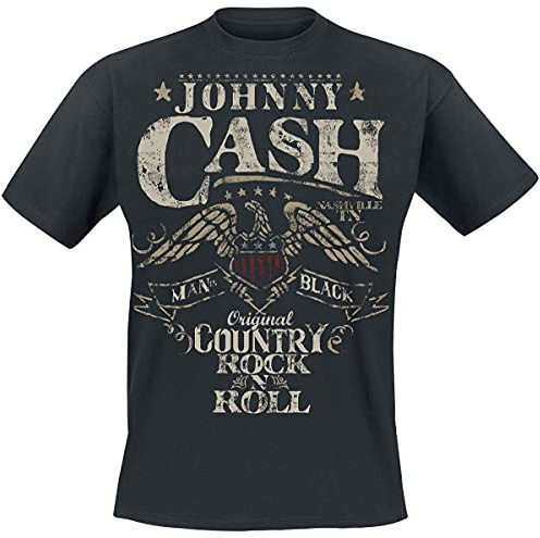 Johnny Cash Original Country Rock n Roll Männer T-Shirt schwarz XL 100% Baumwolle Band-Merch, Bands