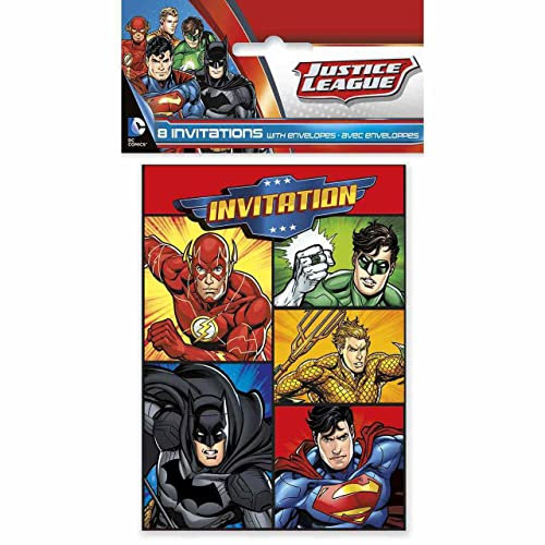 Unique Party 49974 - Justice League Party Invitations, Pack of 8