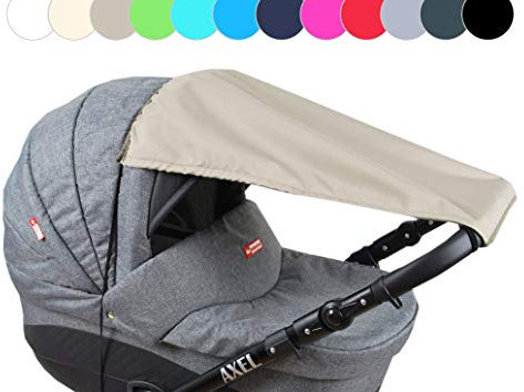 BABYLUX Sonnenschutz UV Rollo Schütz SONNENSEGEL Sonnendach für Kinderwagen Buggy (Khaki)