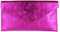 Girly Handbags Pochette da donna in vera pelle italiana metallizzata luccicante da polso pochette da sera (fucsia), Fucsia, Medium