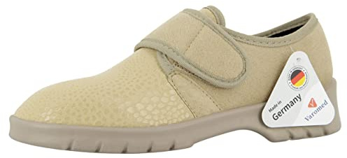VAROMED Strasbourg Orthopädische Stretchschuhe Damen I Sand I Gr. 43 I Klett Damen- Stretchschuhe für Sensible Füße I Fußentlastend, mit Wechselfußbett I Made in Germany