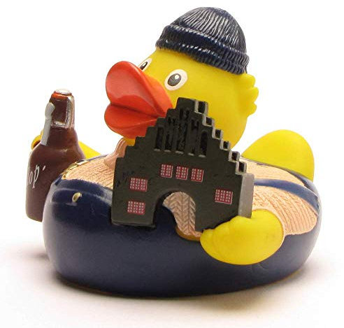 DUCKSHOP I Badeente Flensburg I Quietscheente I L: 7,5 cm I inkl. Badeenten-Schlüsselanhänger im Set